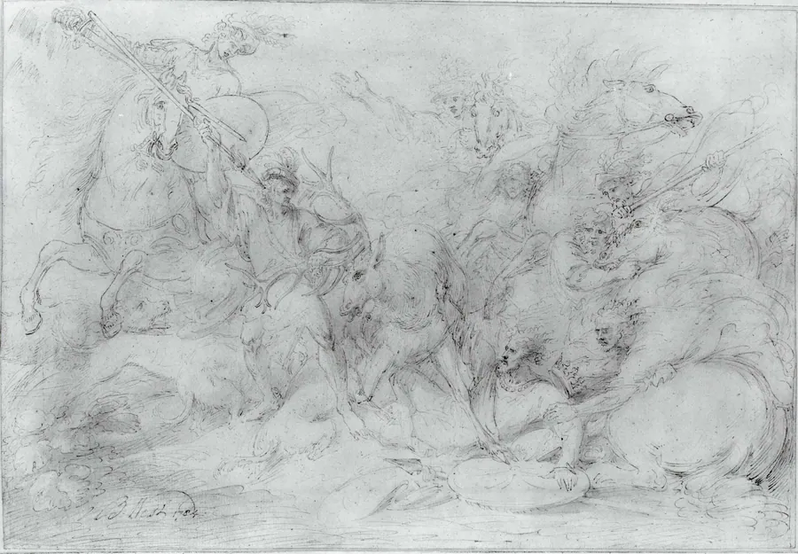 Study for "Alexander III, King of Scotland, Saved from a Stag by Colin Fitzgerald" by Benjamin West
