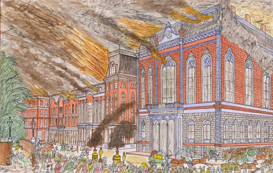 Chicago in Flames by Lawrence W. Ladd, active 1865-1895