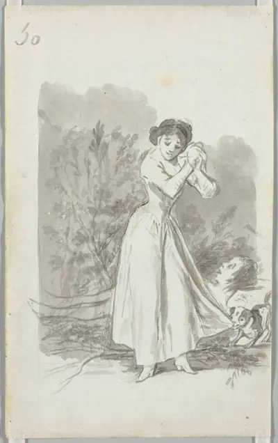 Young Woman Wringing Her Hands over a Man's Naked Body, Folio 50 (verso)