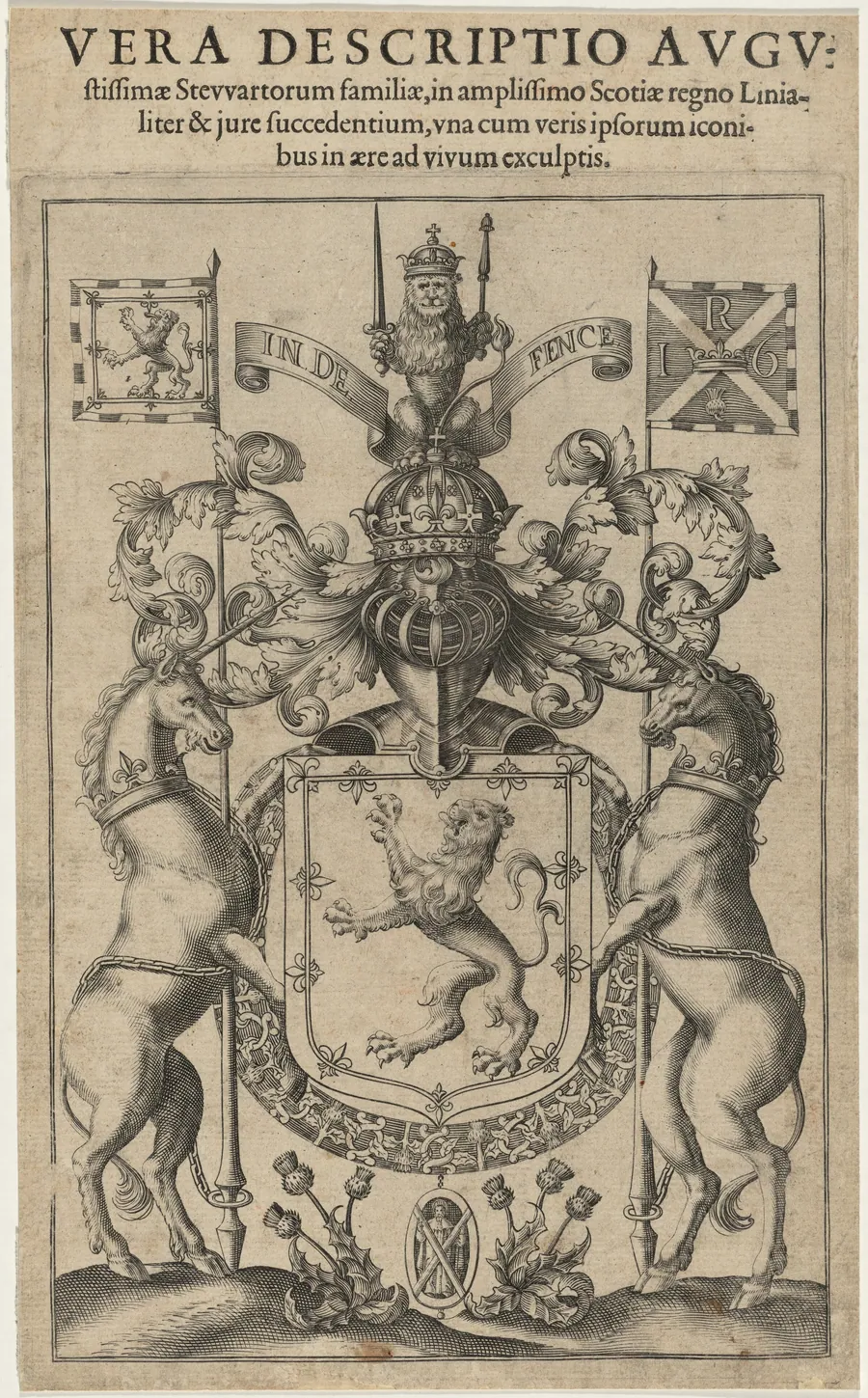 Stuart Coat of Arms from Vera Descriptio by John Jonston by Unknown 19th Century
