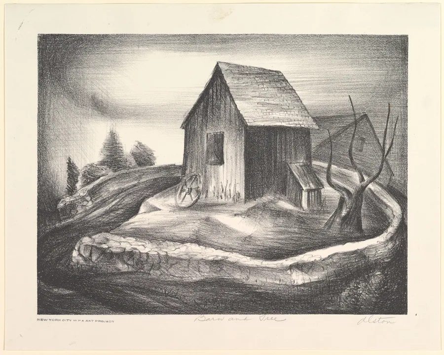 Barn and Tree by Charles Henry Alston
