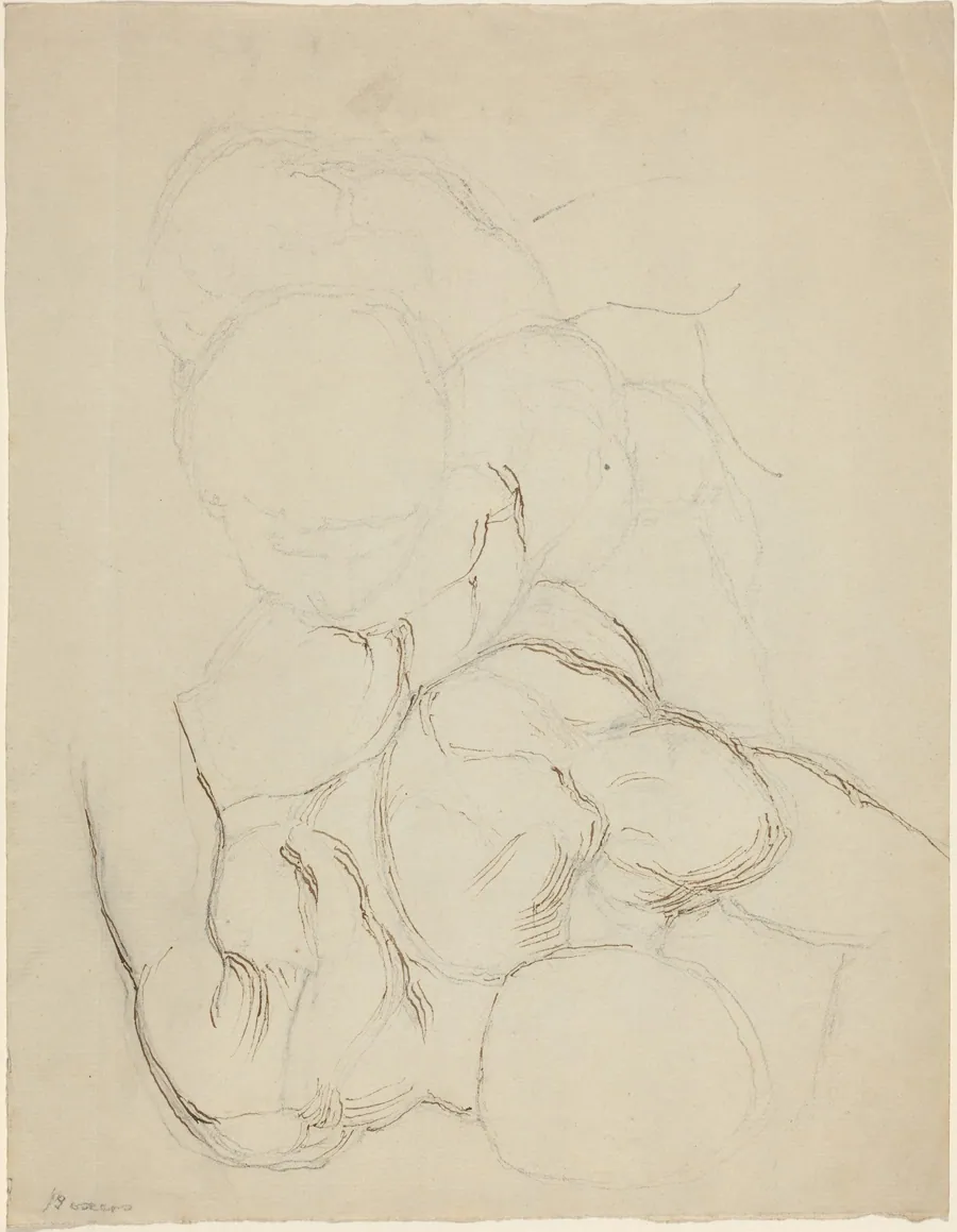 Two Male Nudes seen from Above by John Flaxman