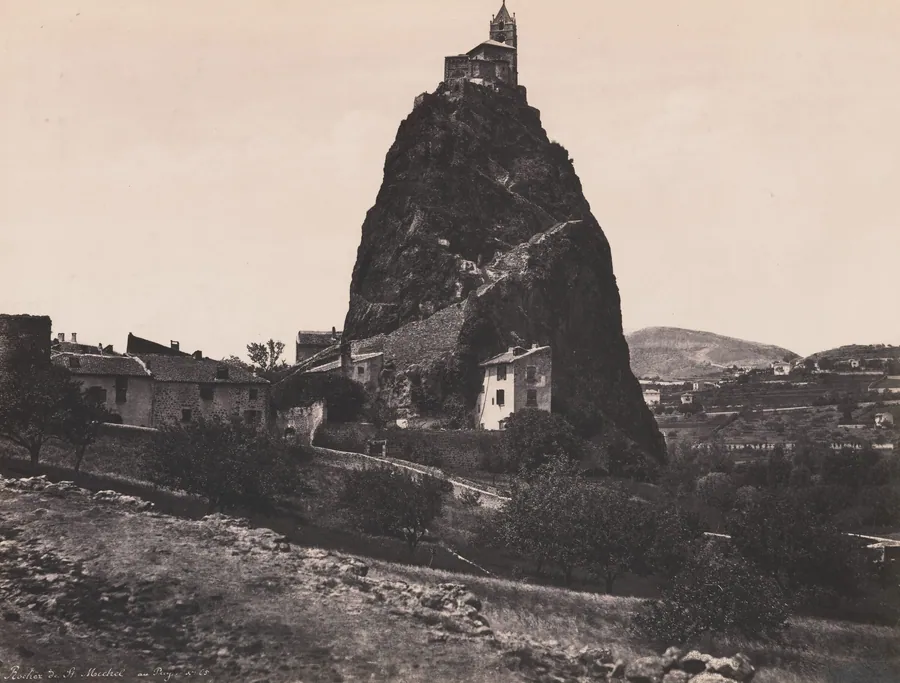 Rocher de St. Michel au Le Puy (Rock of St. Michel near Le Puy) by Édouard-Denis Baldus
