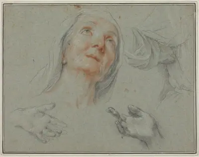 Studies for Saint Anne in "Education of the Virgin"