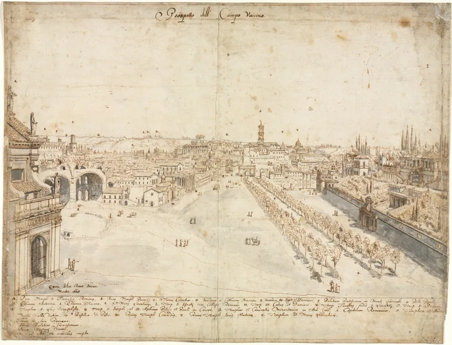 Eighteen Views of Rome: The Campo Vaccino (The Roman Forum) by Lievin Cruyl