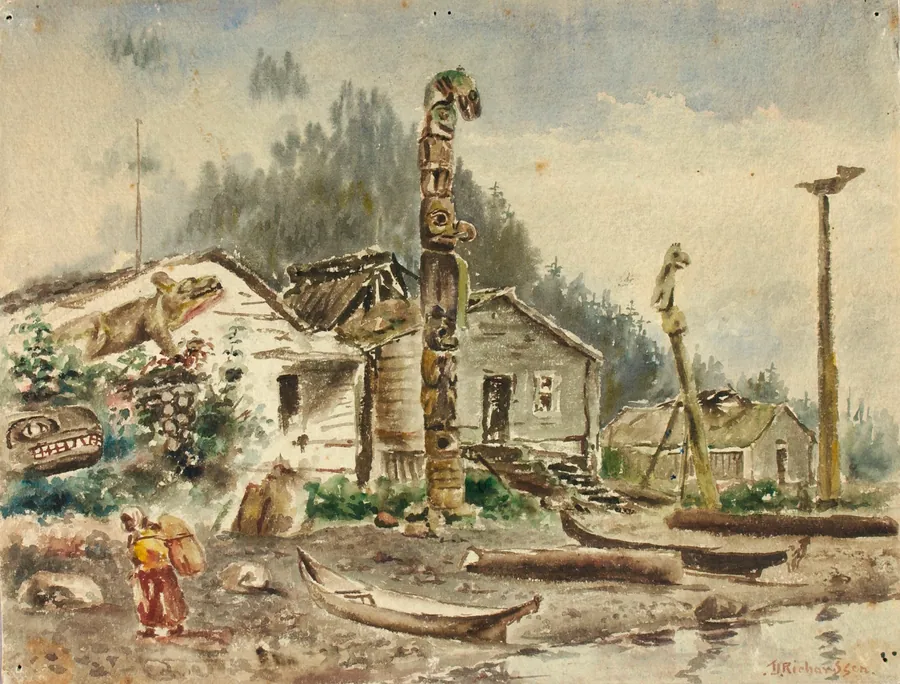 View of Wrangell, Alaska, in 1884 by Theodore J. Richardson, born Readfield, ME 1855-died Minneapolis, MN 1914
