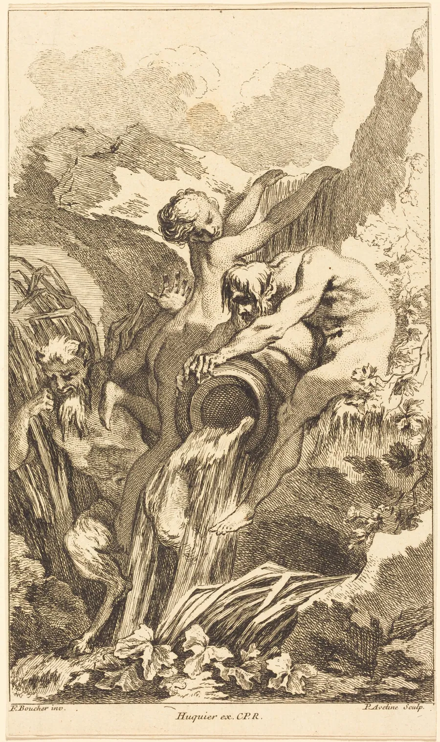 Satyr, Nymph and River God by Pierre-Alexandre Aveline