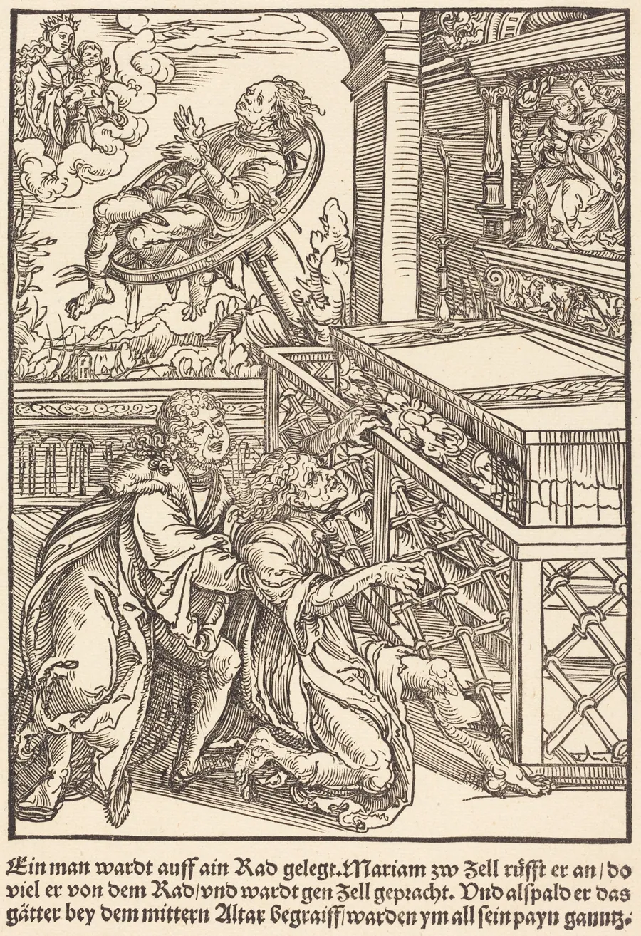 Ein man wardt auff ain Rad ... by Master of the Miracles of Mariazell