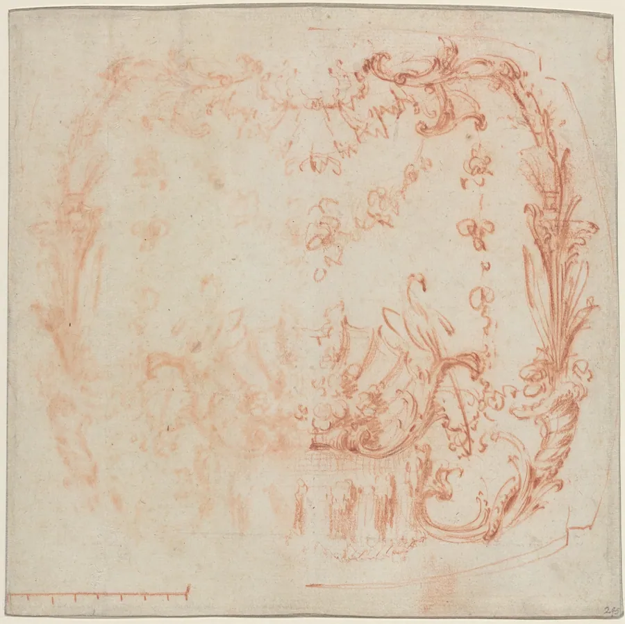 Rococo Wall Design with a Fountain and Swans [verso] by Jean-Baptiste Joseph Pater