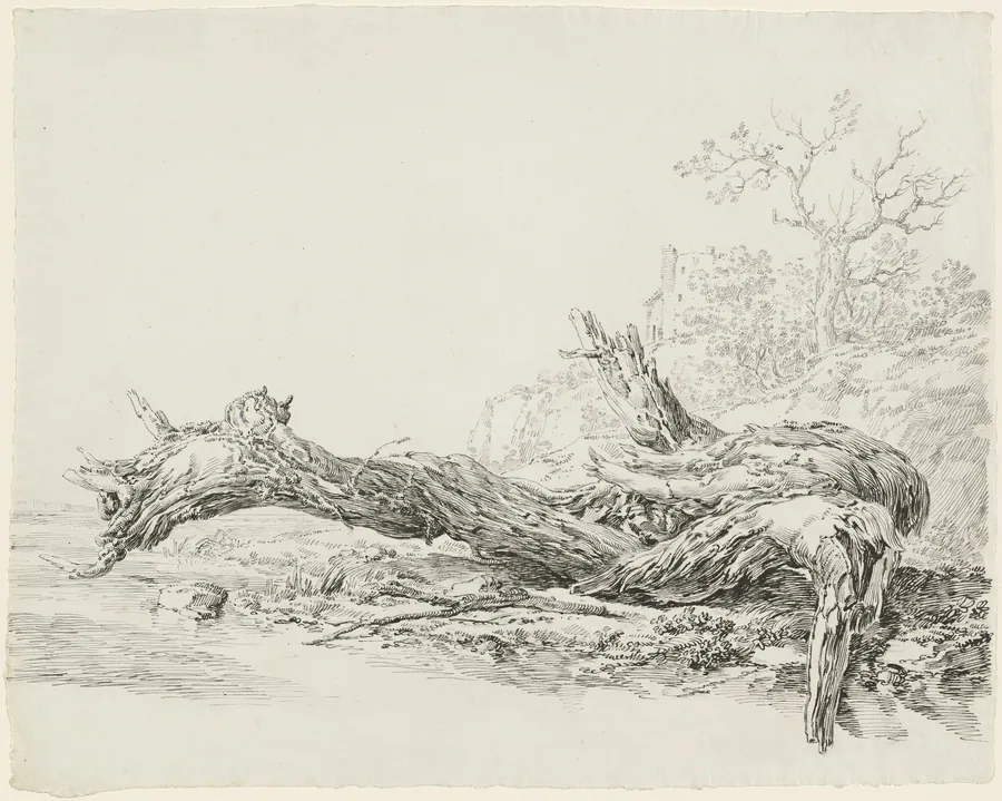 An Ancient Tree Fallen Beside a Stream by Jean-Antoine Constantin