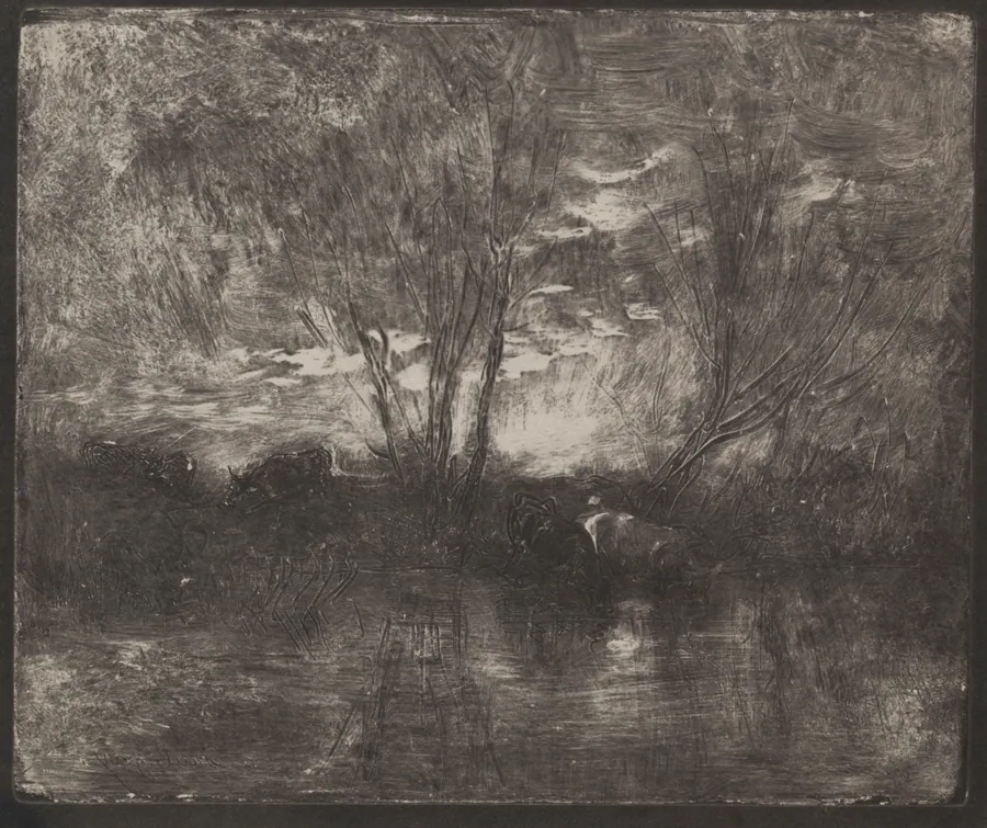 Cows at a Watering Place by Charles François Daubigny