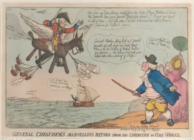 General Cheathem's Marvellous Return from His Exhibition of Fire Works