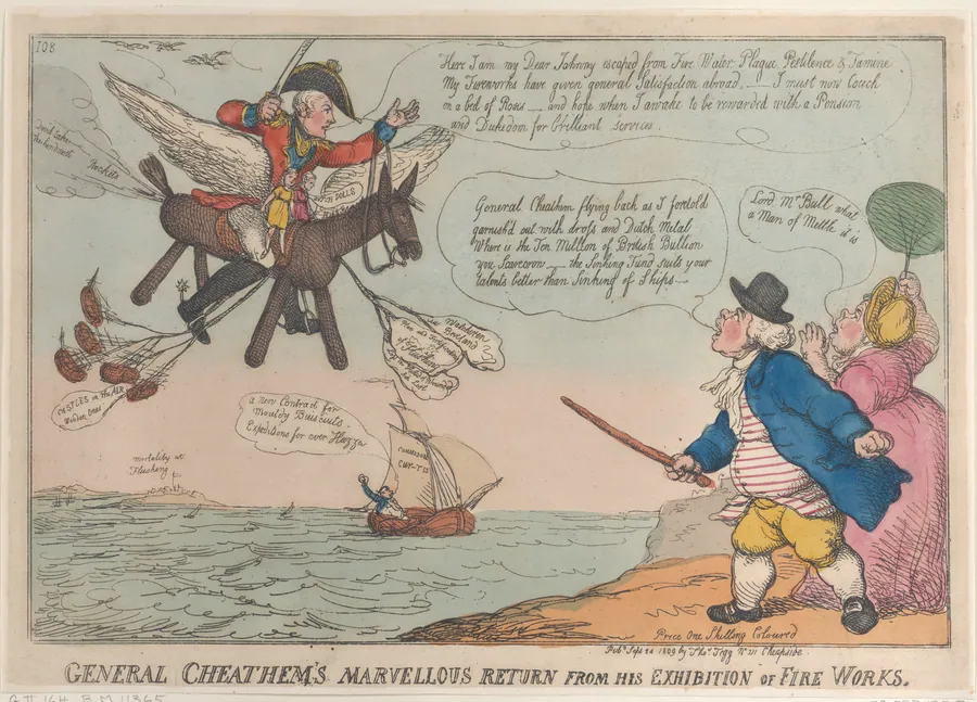 General Cheathem's Marvellous Return from His Exhibition of Fire Works by Thomas Tegg