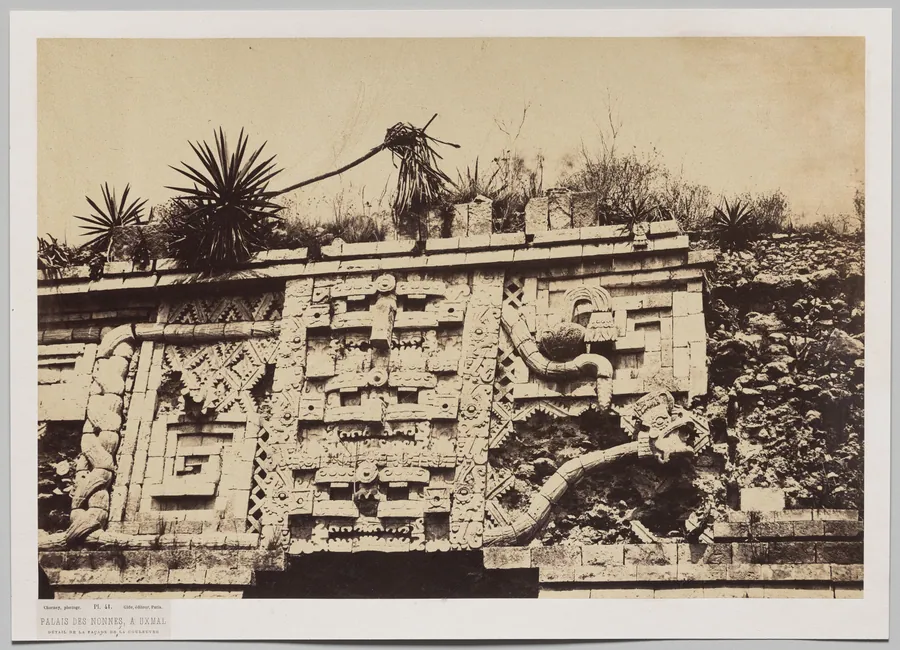 Palace of the Nuns at Uxmal (detail from the façade of the snake) by Claude-Joseph-Désiré Charnay