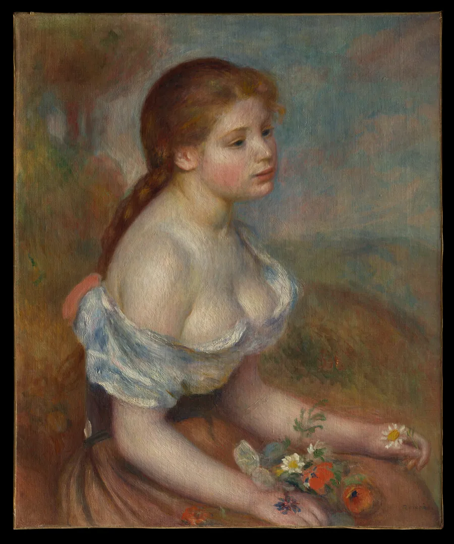 A Young Girl with Daisies by Auguste Renoir