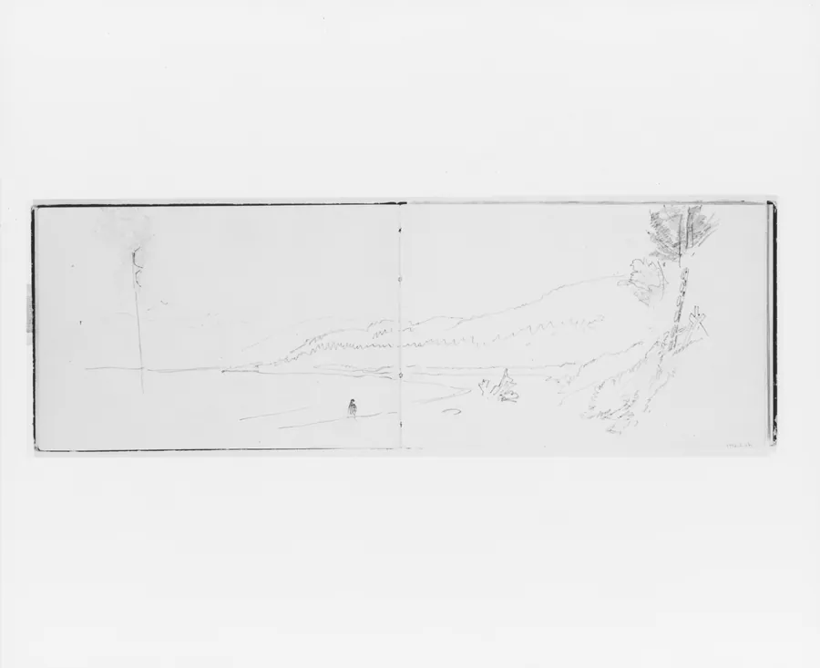 Landscape with Teepee and Totem (from Sketchbook X) by William Trost Richards