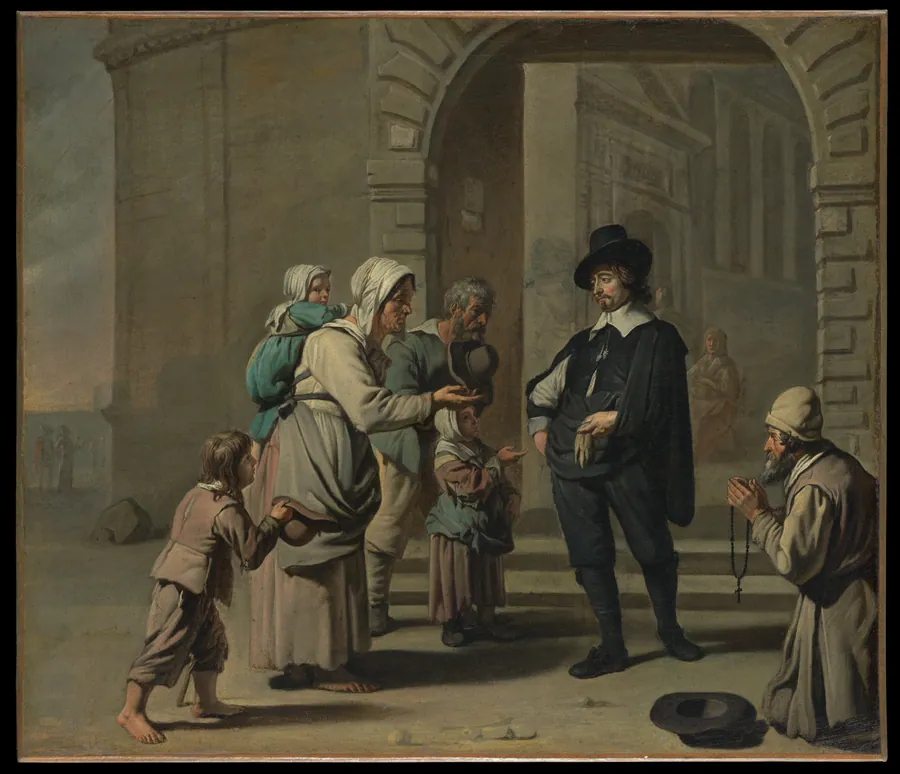 Beggars at a Doorway by Master of the Béguins, French or Flemish, active 1650–60 (possibly Abraham Willemsens, Flemish, active by 1627, died 1672)