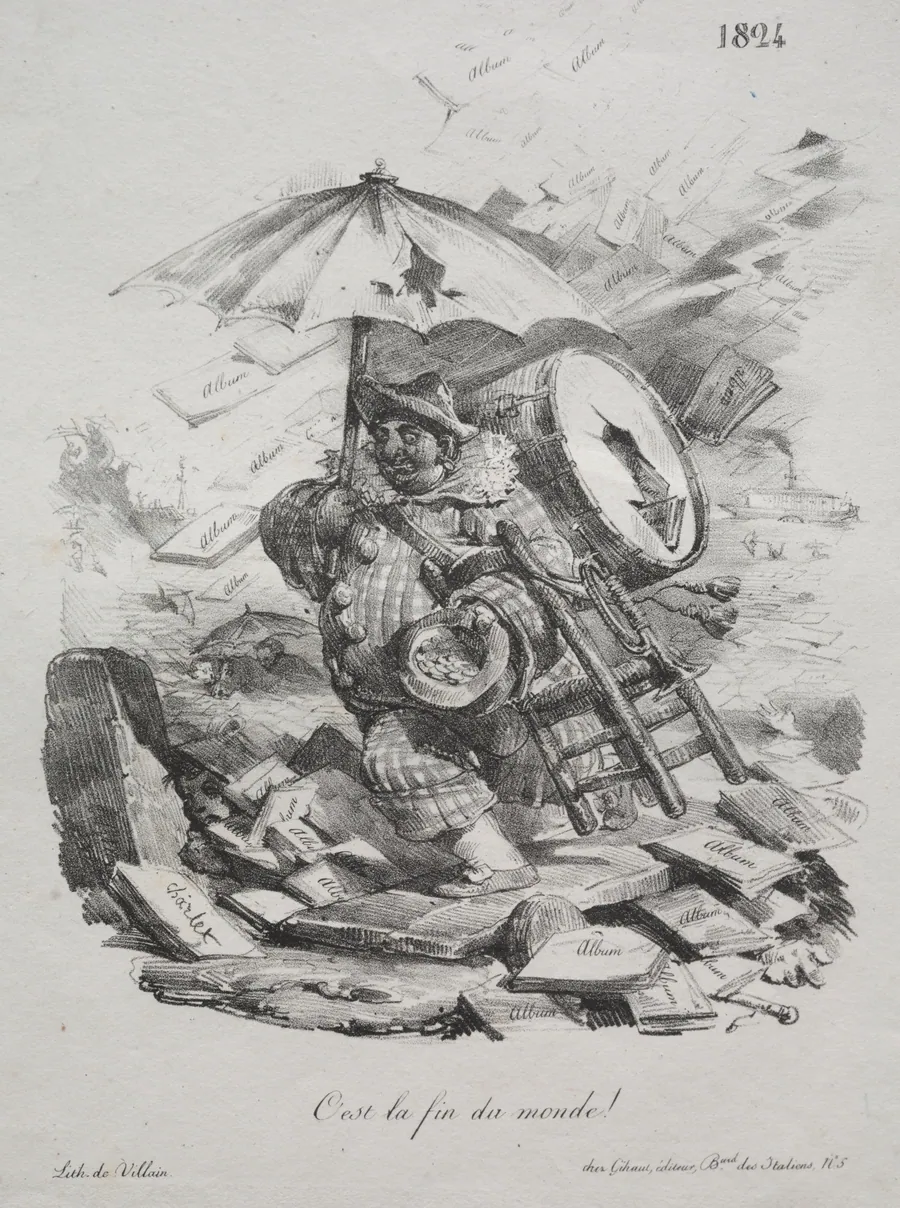 Lithographic Sketches:  It is the End of the World! (frontispiece) by Nicolas Toussaint Charlet