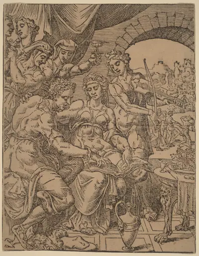 The Prodigal Son Squandering His Inheritance on Harlots