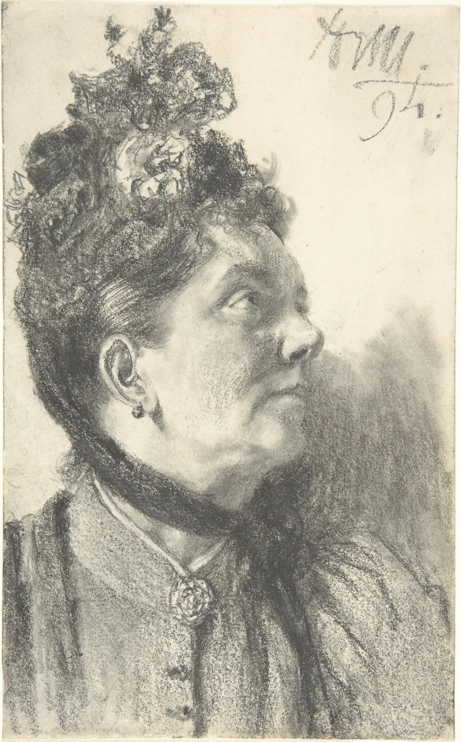 Woman with a Crushed Velvet Hat by Adolph Menzel