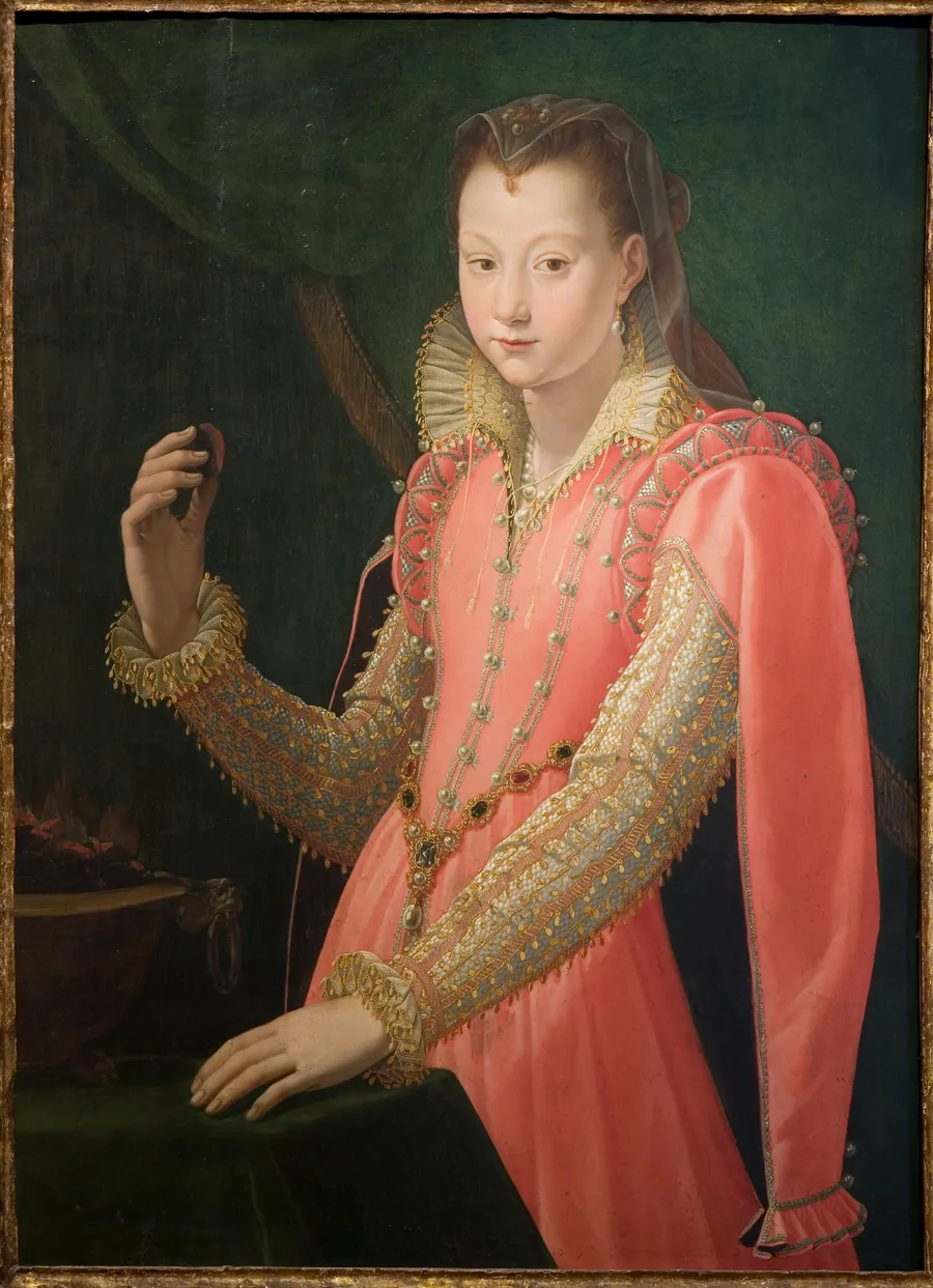 Ung kvinde portrætteret som Portia Catonis by Santi di Tito