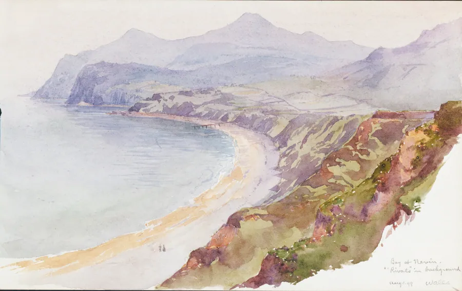 Bay at Nevin, Wales by George Elbert Burr, born Monroe Falls, OH 1859-died Phoenix, AZ 1939