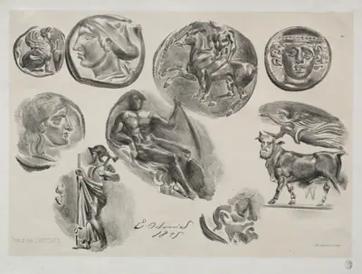 Sheet with Nine Antique Medals