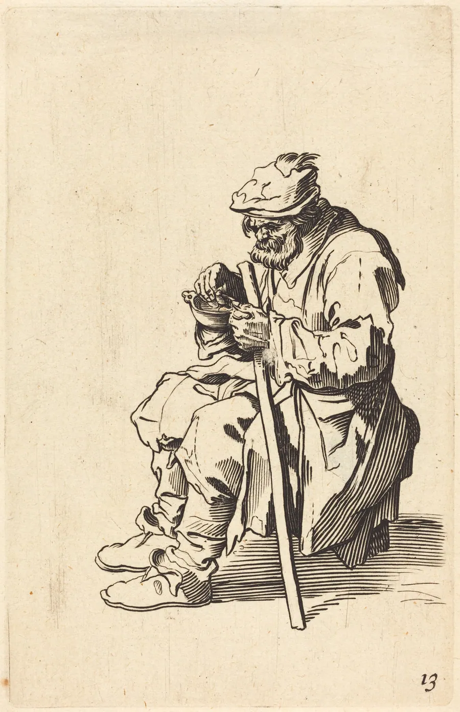 Beggar Eating by French 17th Century