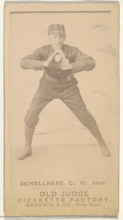 Albert Herman "Schelley" Schellhase, Catcher, St. Joseph Clay Eaters, from the Old Judge series (N172) for Old Judge Cigarettes