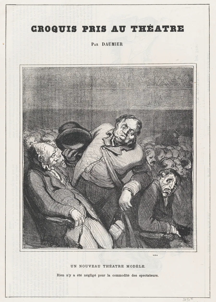A new theater model, from 'Theater sketches,' published in Le Petit Journal pour Rire, January 30, 1864 by Honoré Daumier