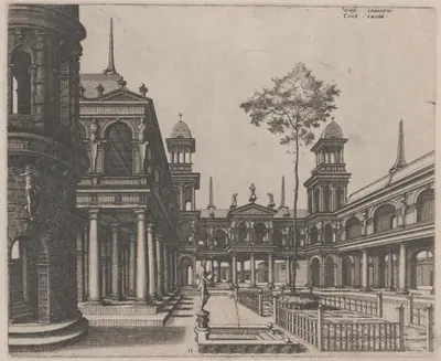 Square with a Circular Building on the Left and an Obelisk in the Background