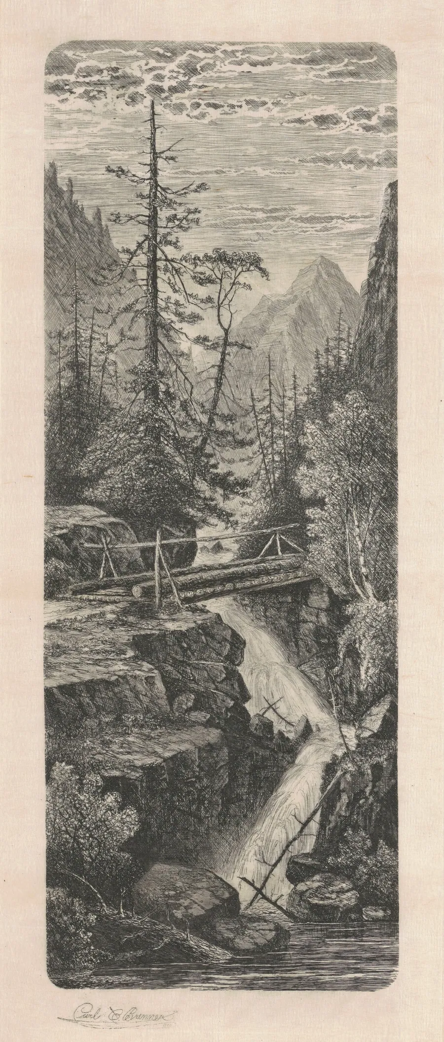 Waterfall, Rocky Mountains by Carl C. Brenner