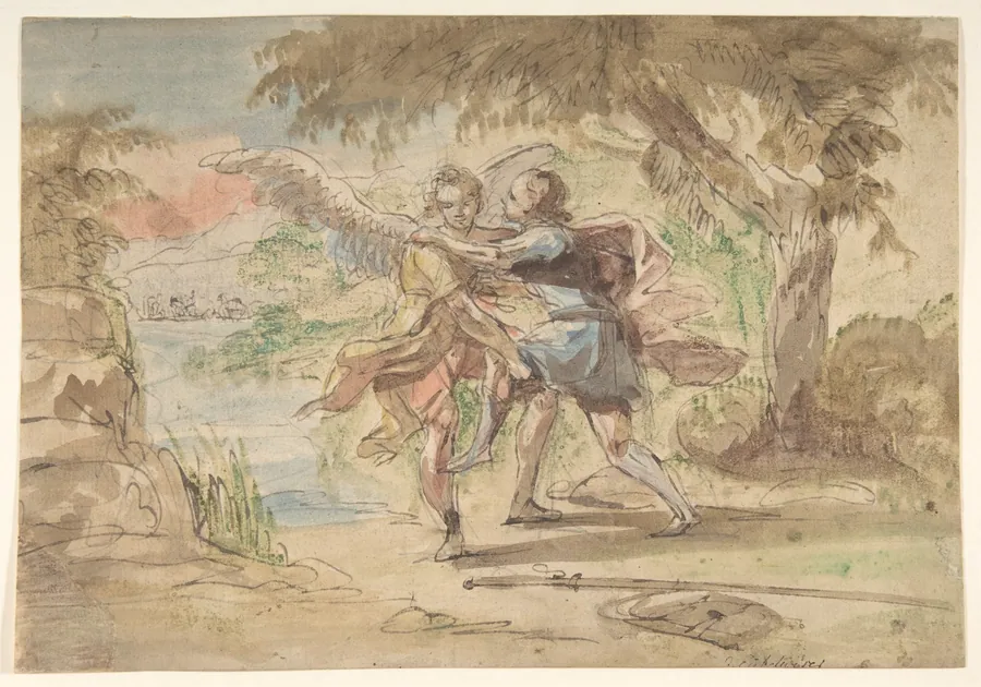Jacob and the Angel by Johann Jacob Eybelwieser