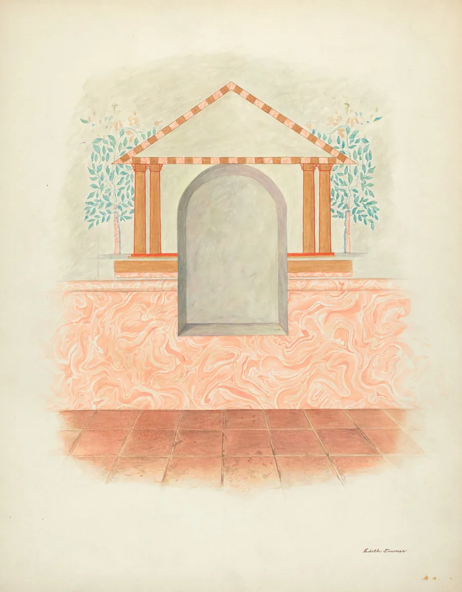 Wall Painting: Restoration Drawing by Edith Towner