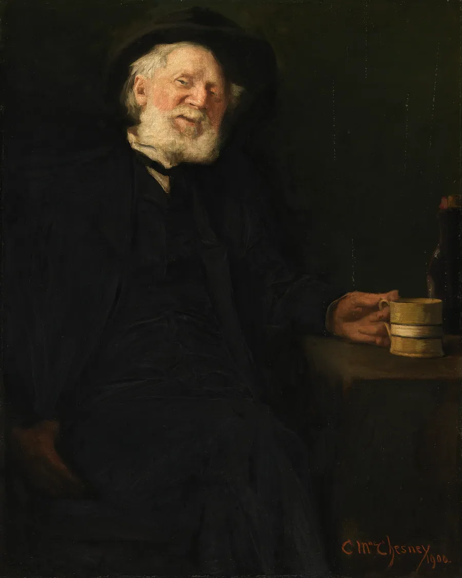 A Good Story (Portrait of Robert Loftin Newman) by Clara Taggart MacChesney, born Brownsville, CA 1860-died London, England 1928