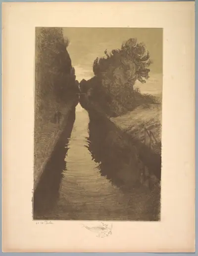 Suite de Paysages: Landscape, Plate 1, Remarque, A Fish
