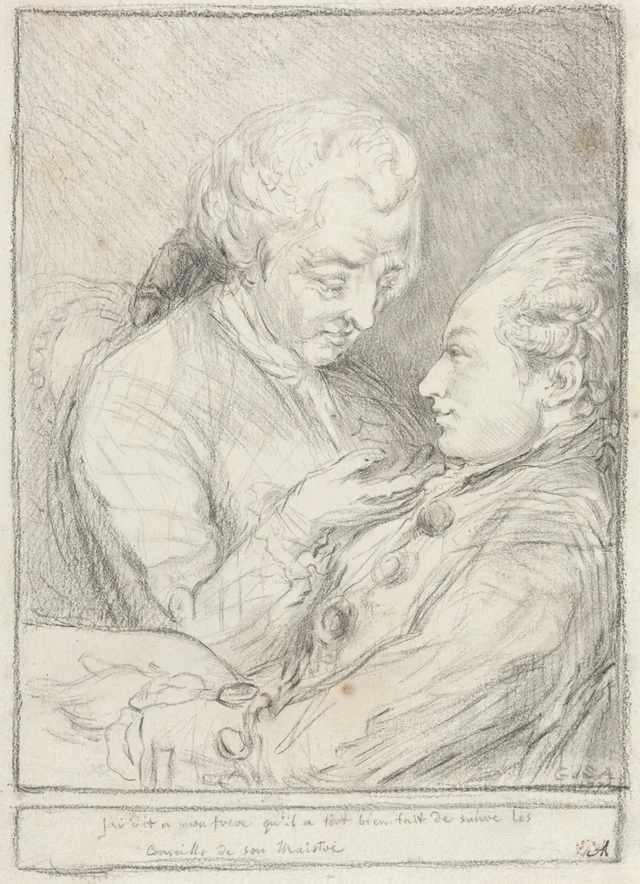 Portrait of the Artist with His Younger Brother, Augustin Saint-Aubin by Anonymous Artist