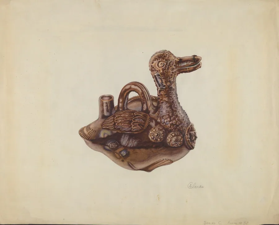 Glazed Pottery Duck Bottle by Ethel Clarke