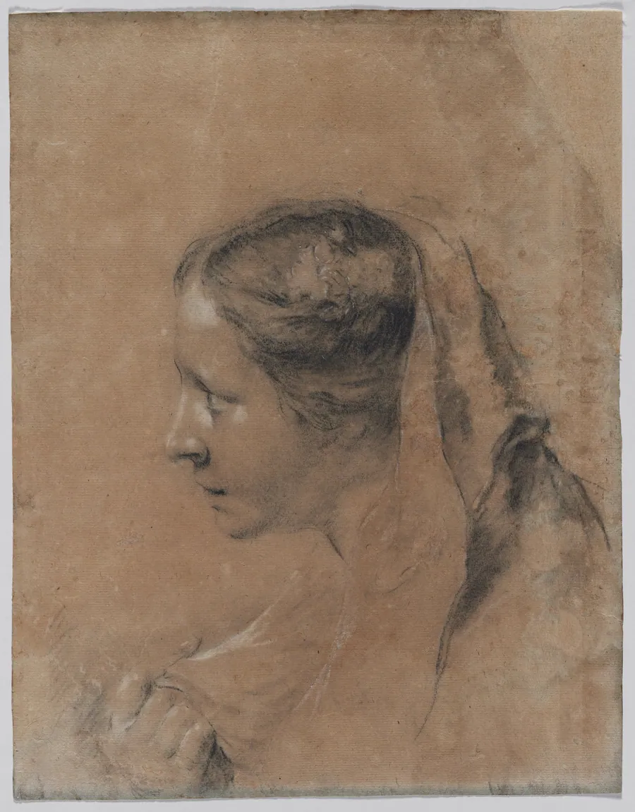 Head of a Woman in Profile with a Scarf by Giovanni Battista Piazzetta