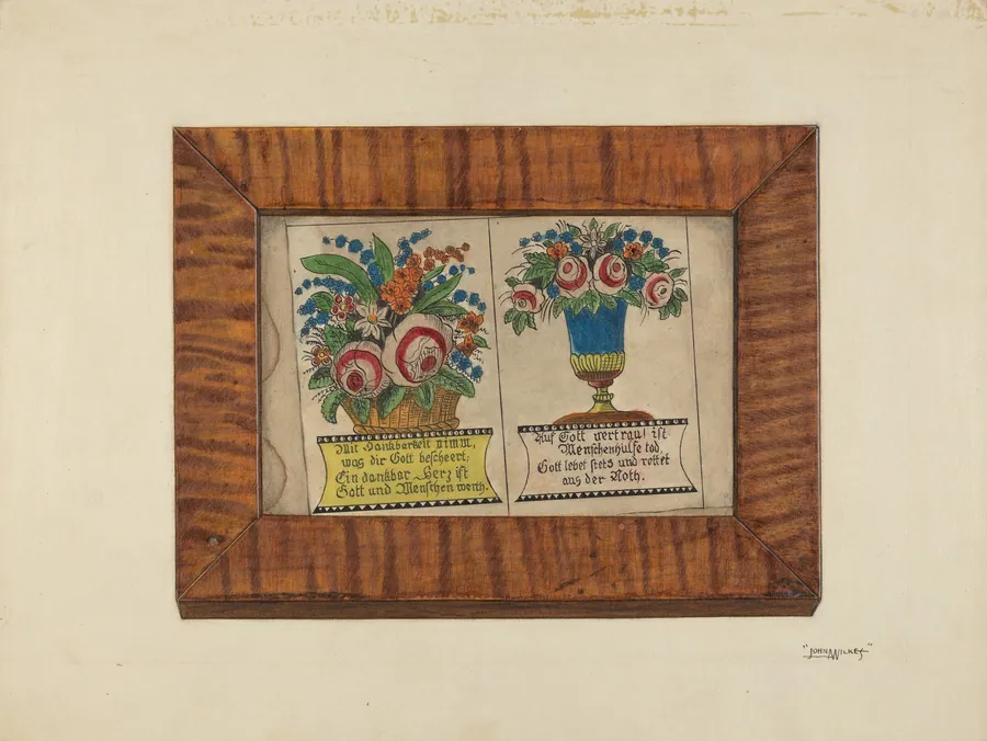 Zoar Fractur Drawing by John Wilkes