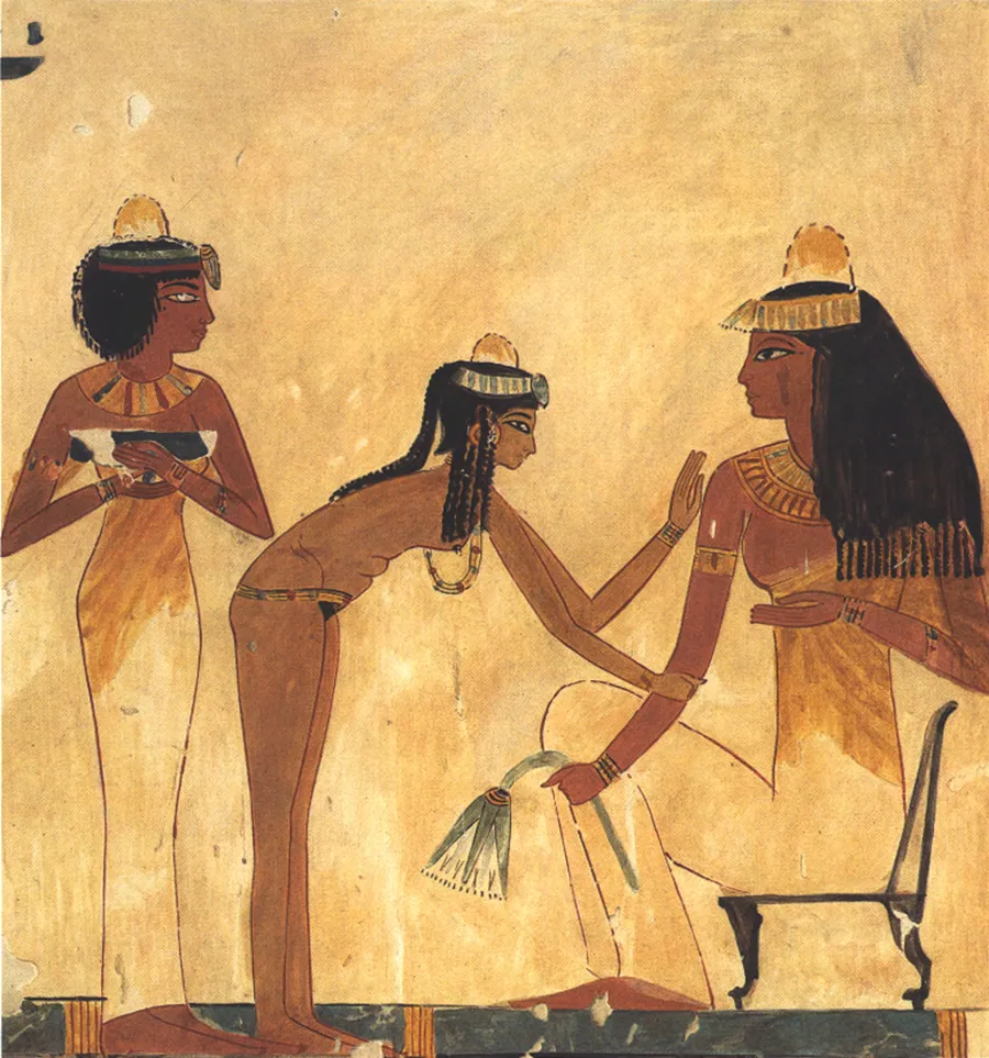Seated woman with Two Female Servants by Charles K. Wilkinson