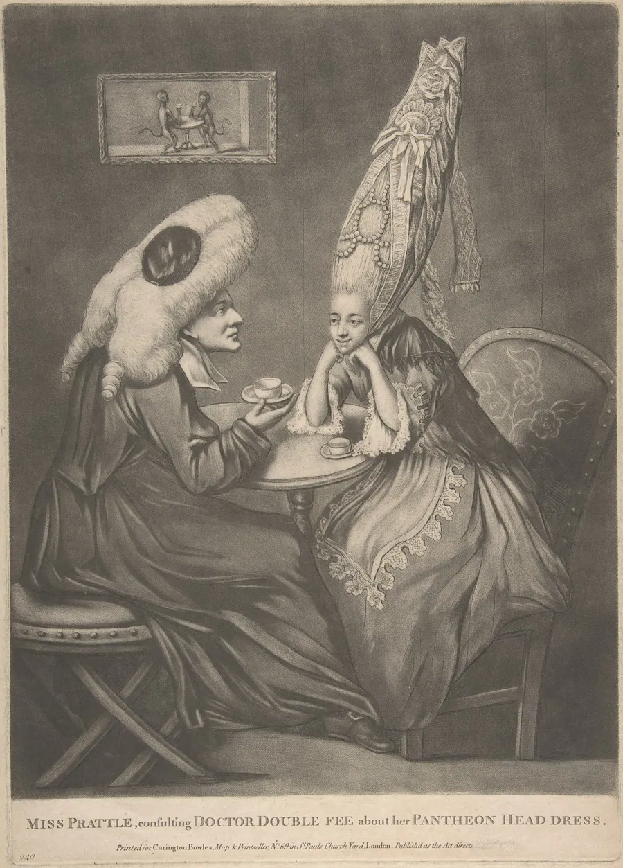 Miss Prattle Consulting Doctor Double Fee about her Pantheon Head Dress by Carington Bowles I