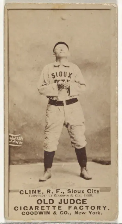 John P. "Monk" Cline, Right Field, Sioux City Corn Huskers, from the Old Judge series (N172) for Old Judge Cigarettes
