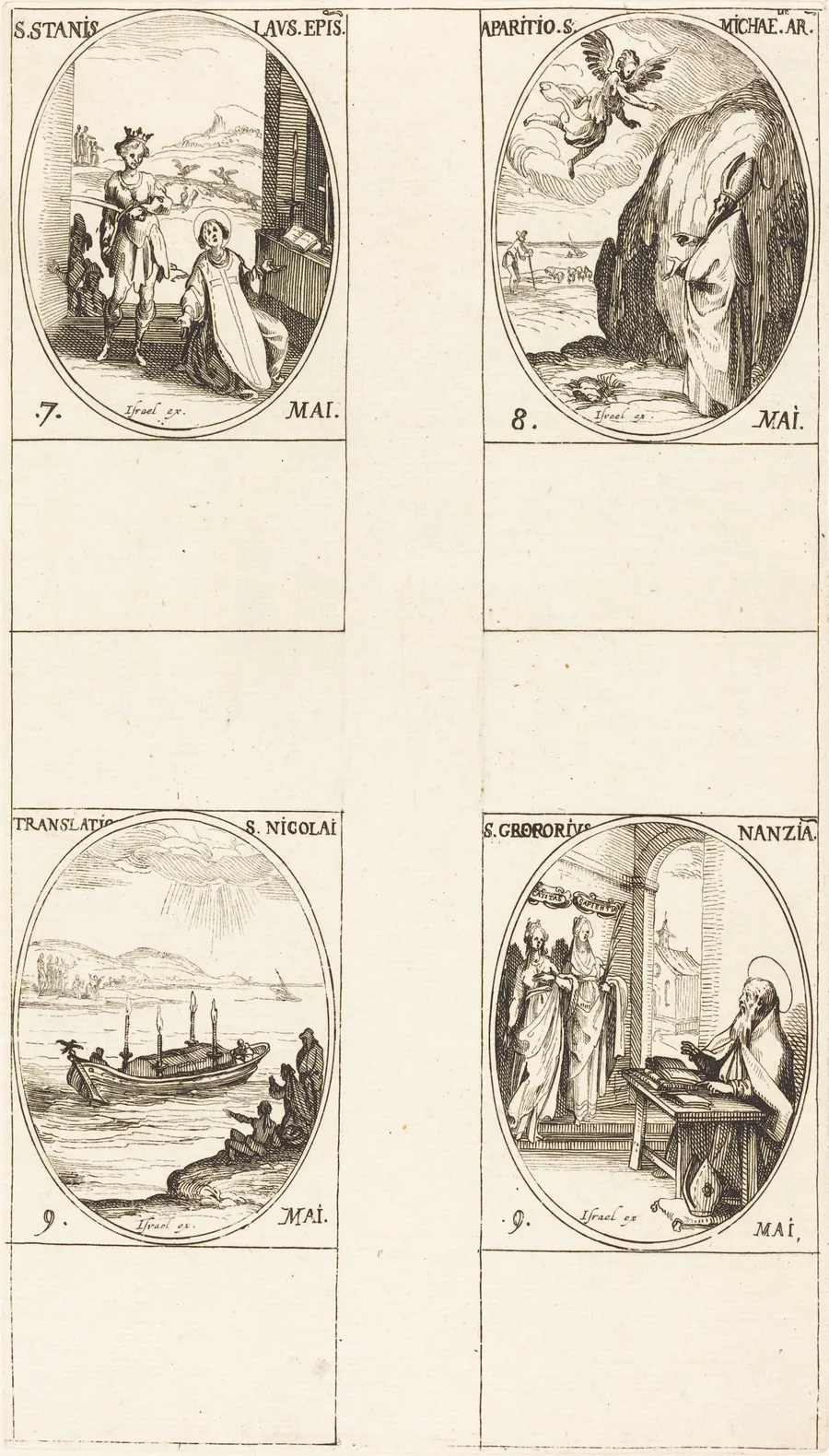 St. Stanislaus; The Apparition of St. Michael; The Translation of St. Nicholas; St. Gregory of Nazianzus by Jacques Callot