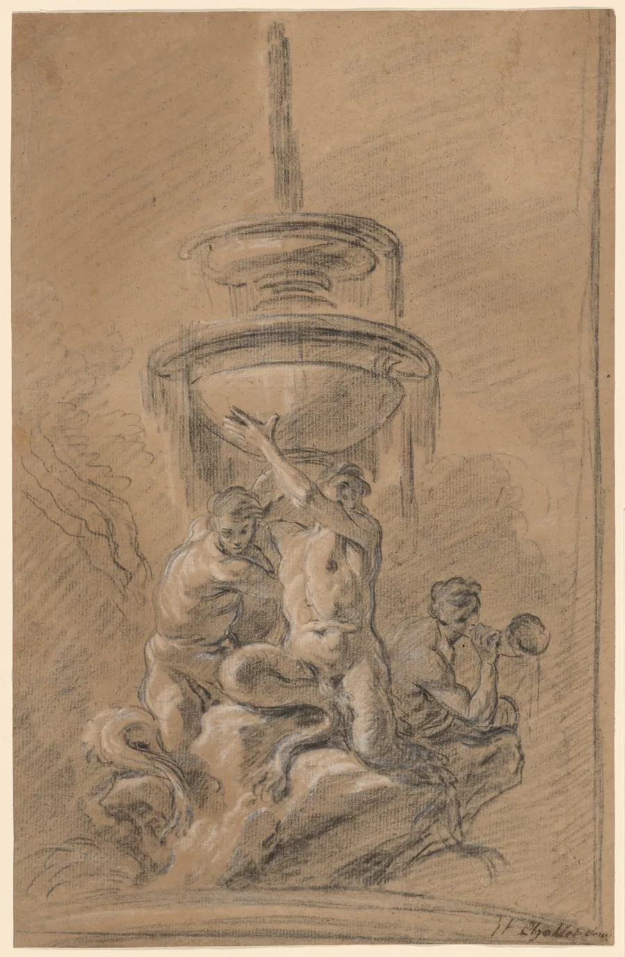 A Fountain with Three Tritons by Joseph Ignace François Parrocel