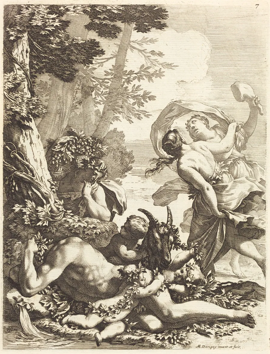 Bacchanal with Sleeping Bacchus by Michel Dorigny