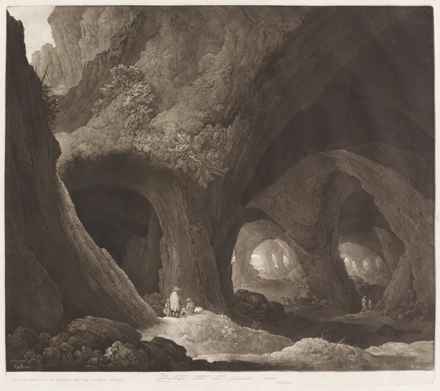Travelers in Gigantic Caverns by Johann Peter Pichler