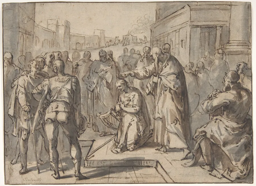 Samuel Annointing David; verso: sketch of two figures by Karel van Mander I