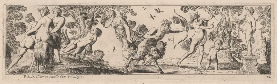Satyr and Mercury Shooting at a Statue by Pierre Brebiette