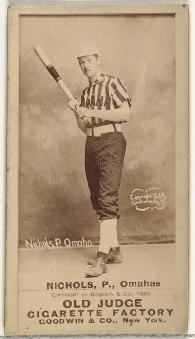 Charles Augustus "Kid" Nichols, Pitcher, Omaha Omahogs/ Lambs, from the Old Judge series (N172) for Old Judge Cigarettes